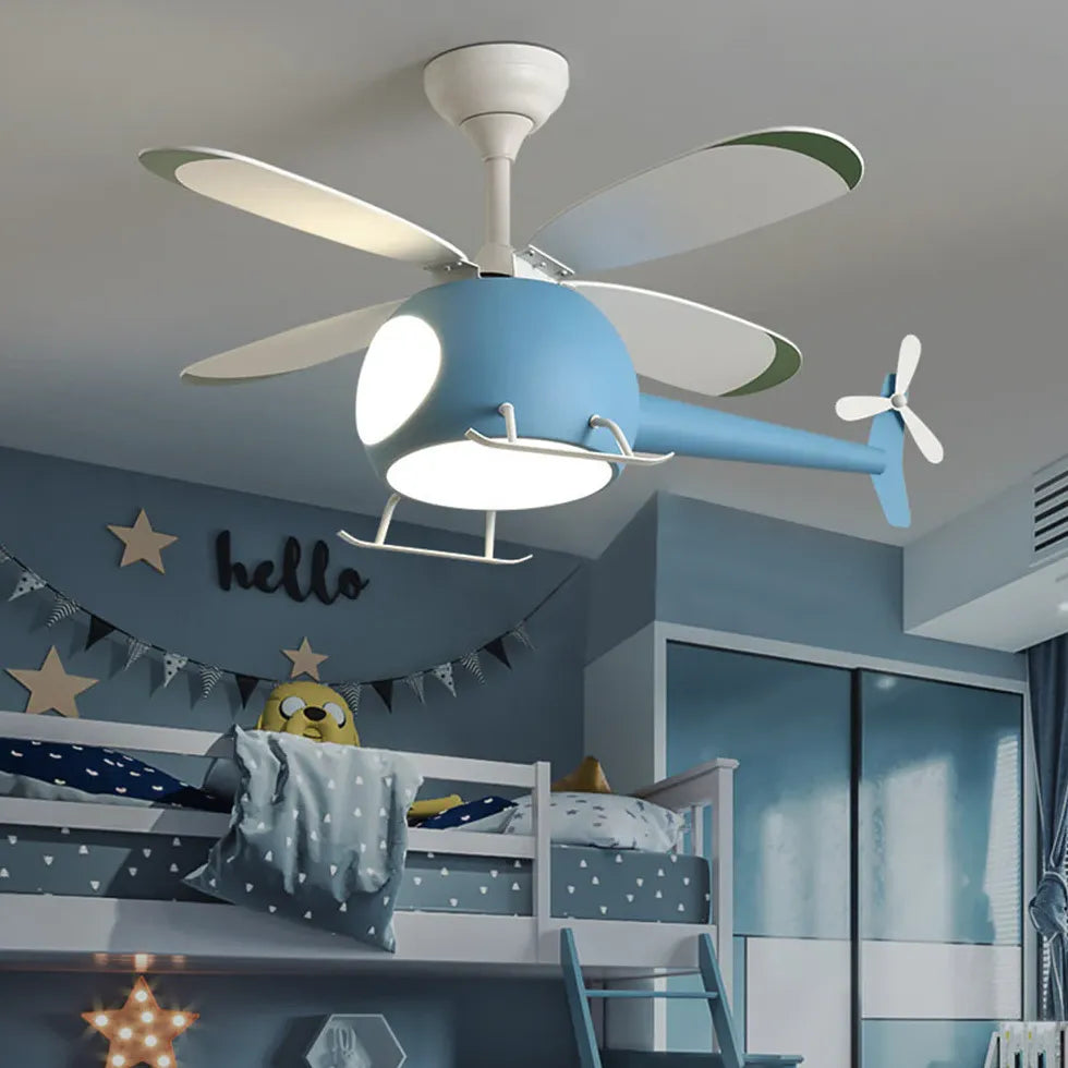 Blauer Hubschrauber moderner Deckenventilator mit Licht