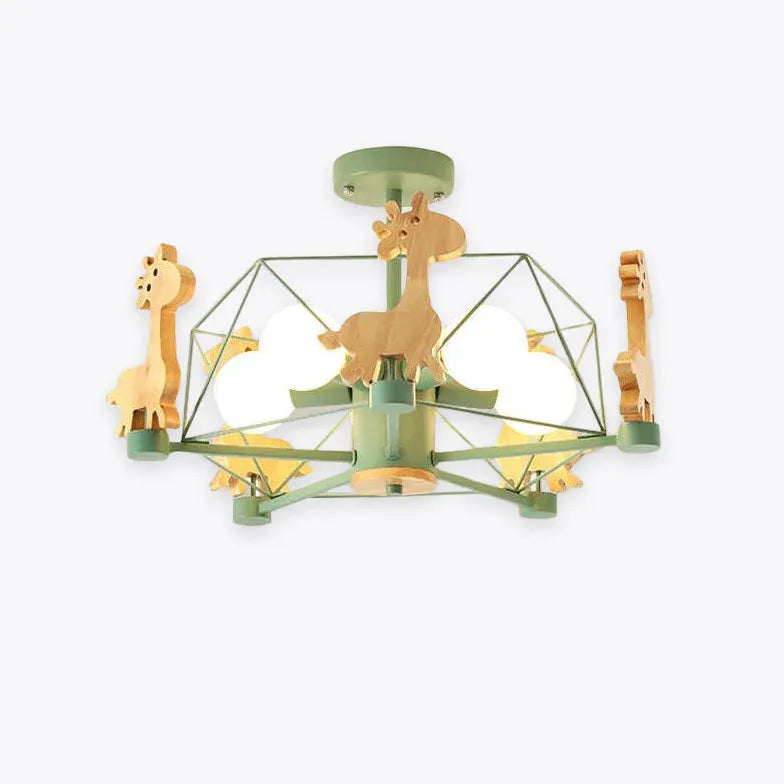 Giraffes Led Semi-flush Light Wood