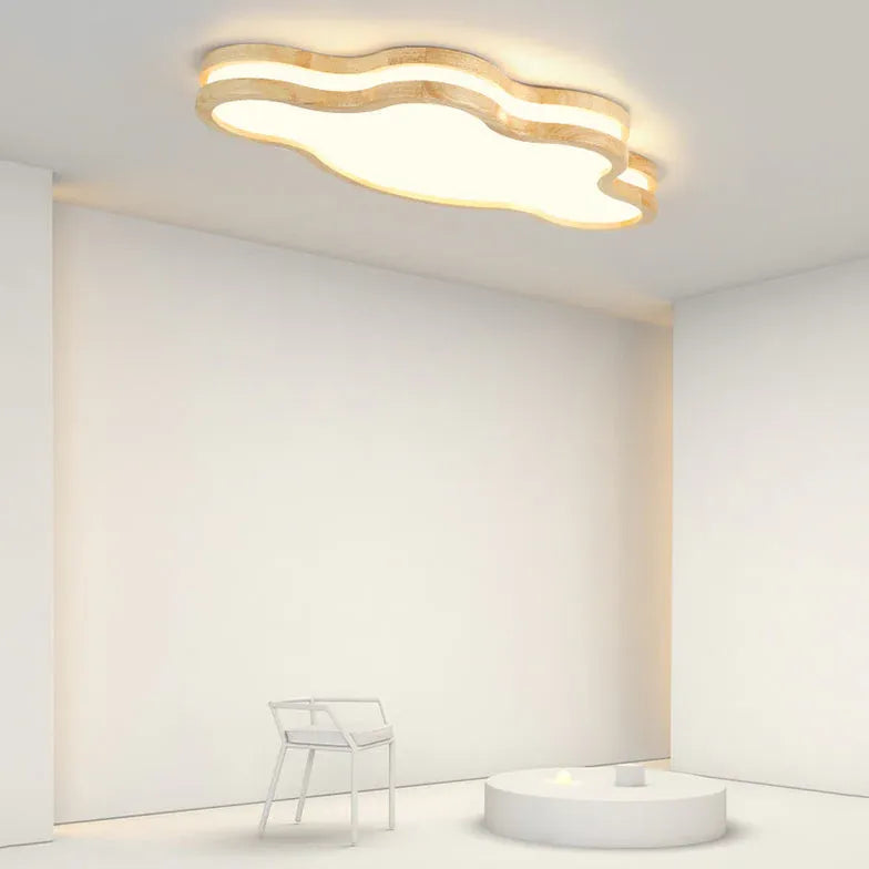 Moon Modern Wooden Flush Ceiling Lights