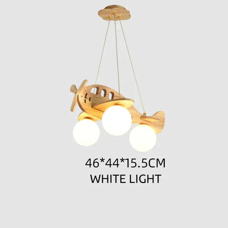 Cute Airplane Bedroom Wooden Pendant Light