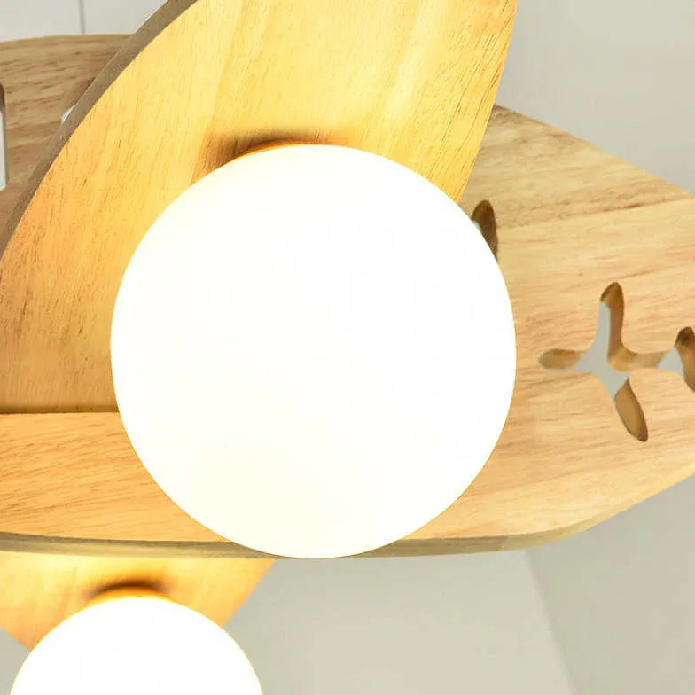 Cute Airplane Bedroom Wooden Pendant Light