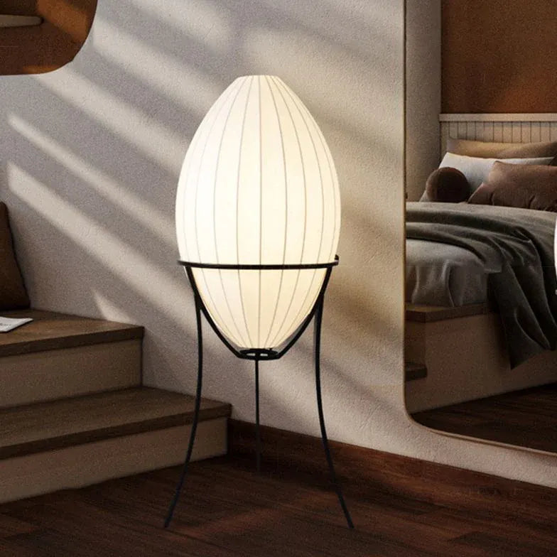 Egg-Shaped Textured Tripod Floor Lamp