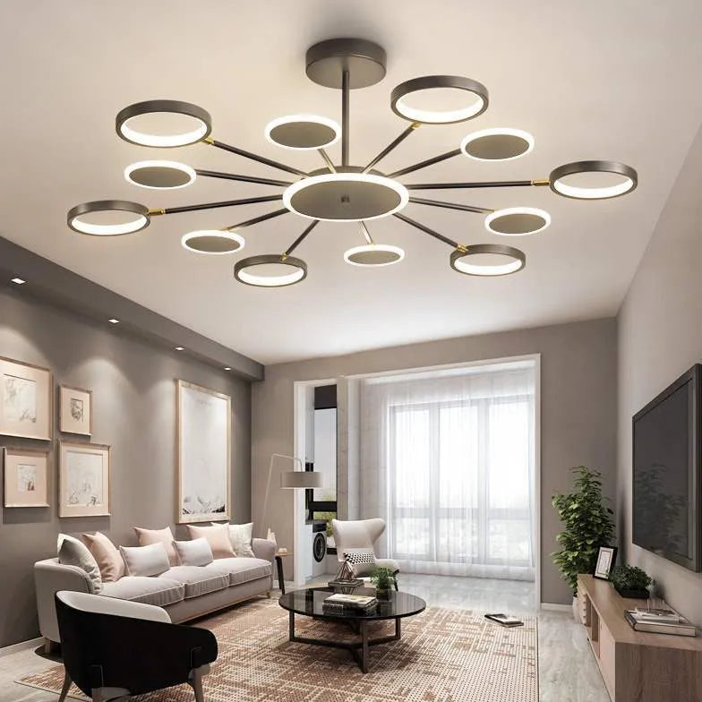 Multi-Ring Structure Black LED Pendant Light