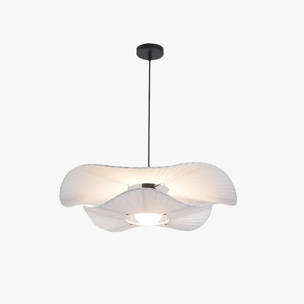 Flowing Curves White Fabric Pendant Light