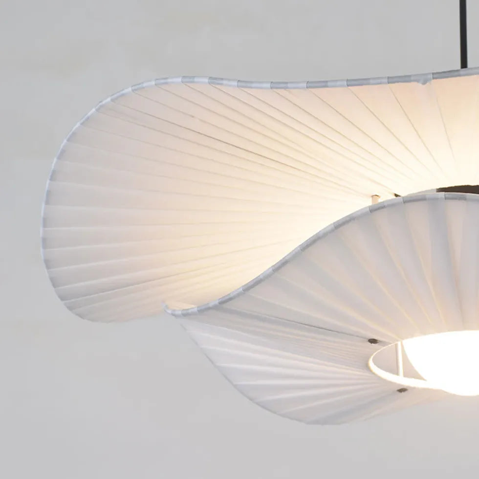 Flowing Curves White Fabric Pendant Light