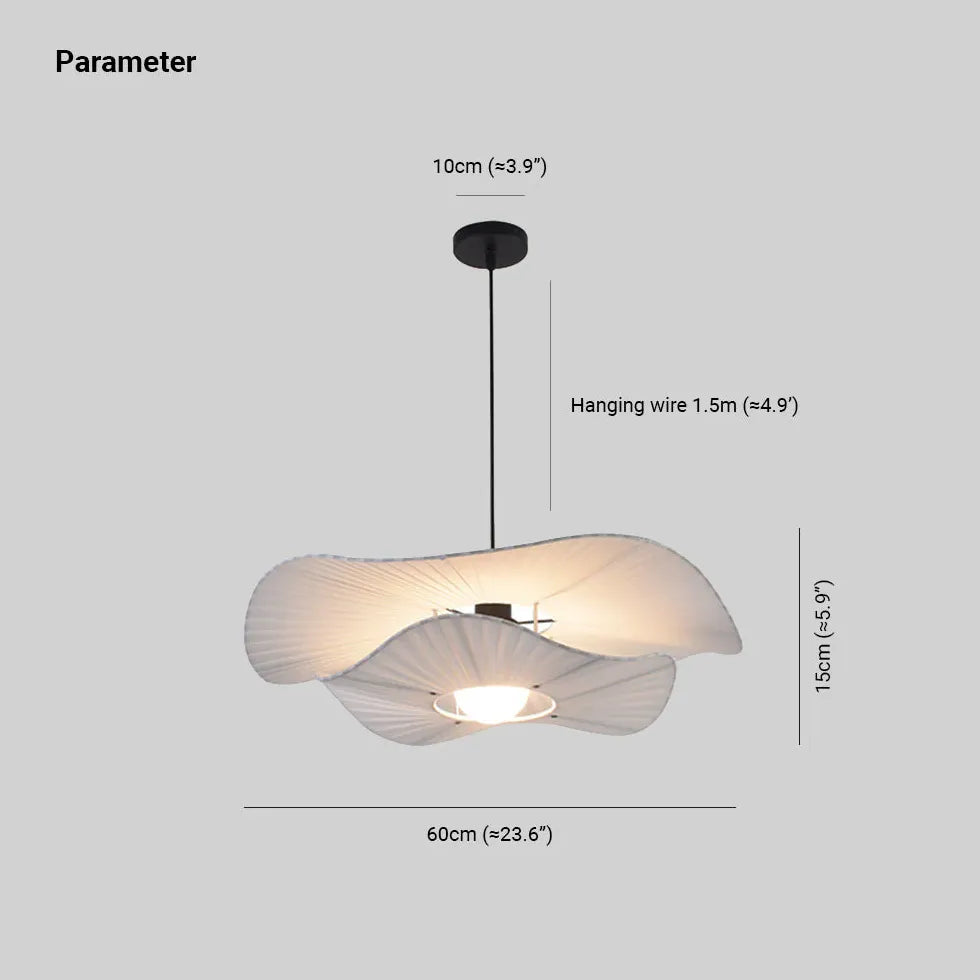 Flowing Curves White Fabric Pendant Light