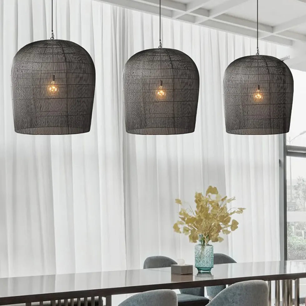Modern Pendelleuchte Kücheninsel mit schwarzem Rattan Design - Clowas.de