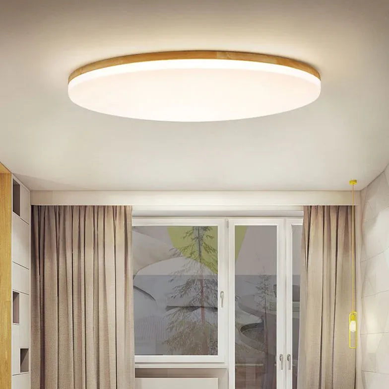 Moderne große Deckenleuchte Runde LED Holzlampe - Clowas.de