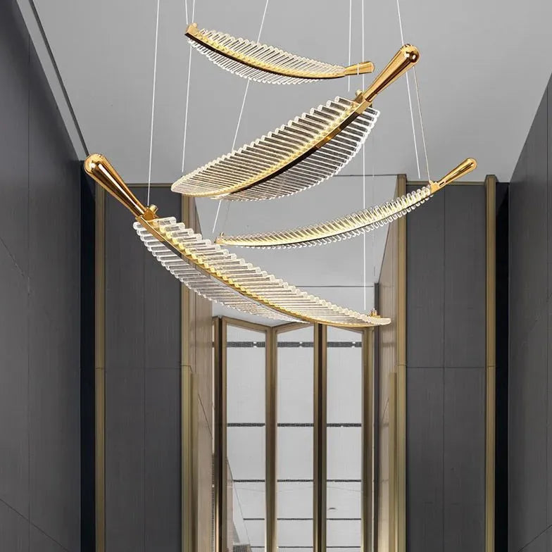 Moderne Pendelleuchte Treppenhaus Nordische Luxus Kristallblätter - Clowas.de