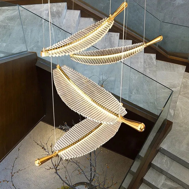 Moderne Pendelleuchte Treppenhaus Nordische Luxus Kristallblätter - Clowas.de