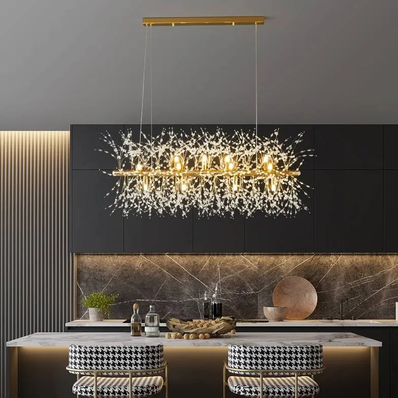 Moderner Kronleuchter Design nordisch minimalistischer goldener Kristall - Clowas.de