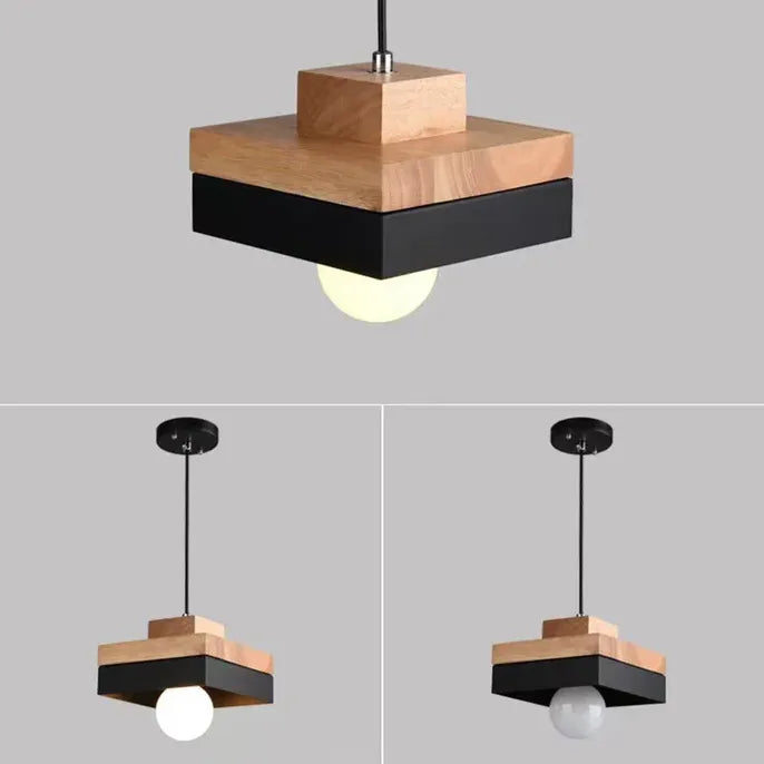 Geometric Wood Kitchen Pendant Light