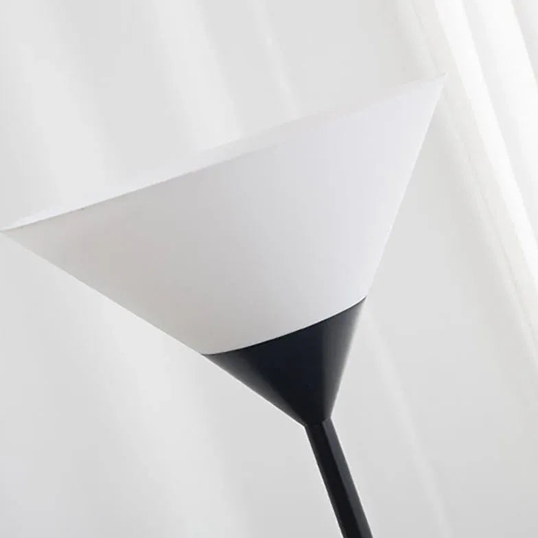 Inverted Cone-Shaped Black Slim Floor Lamp