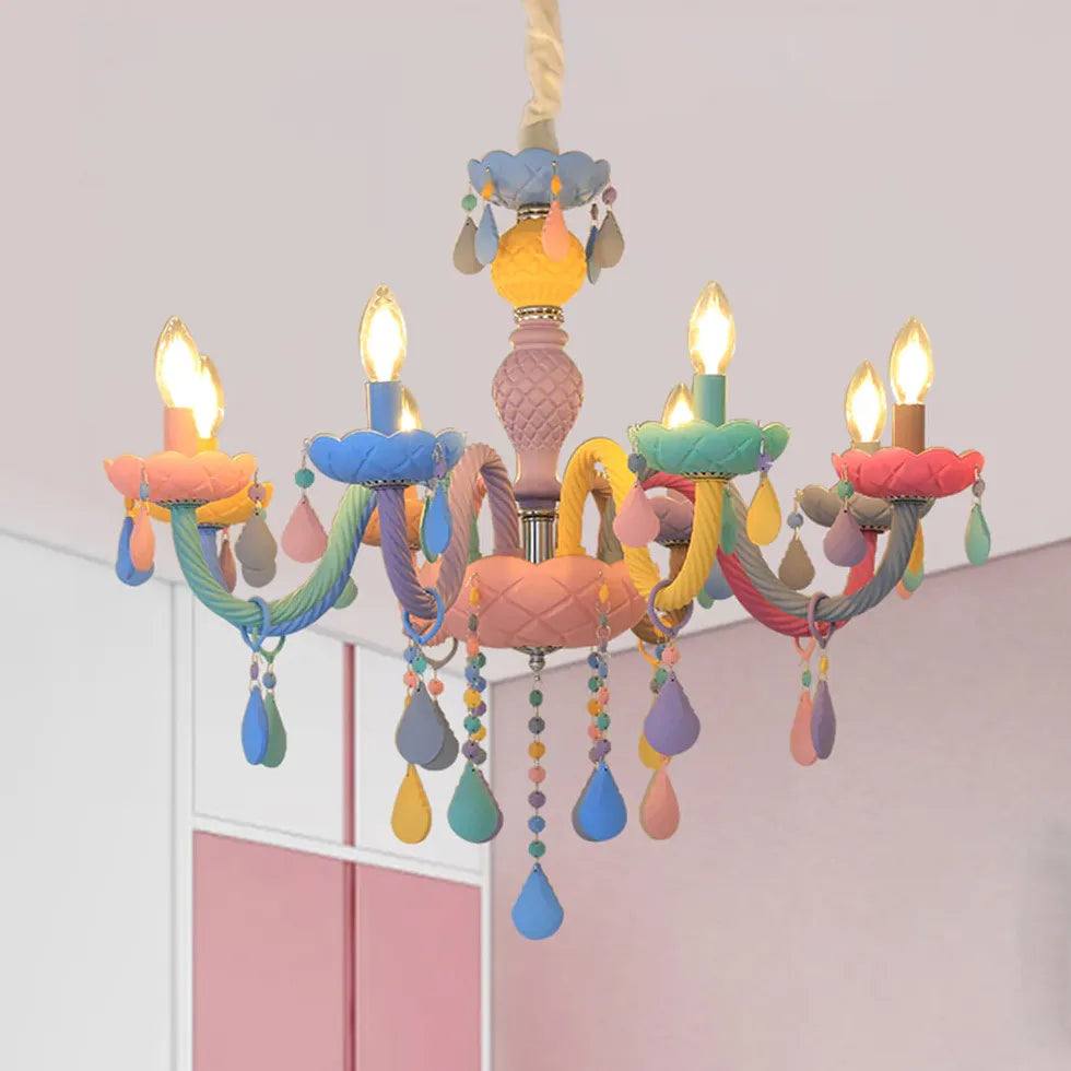 Colorful Cartoon Style Candle Holder Bedroom Chandelier