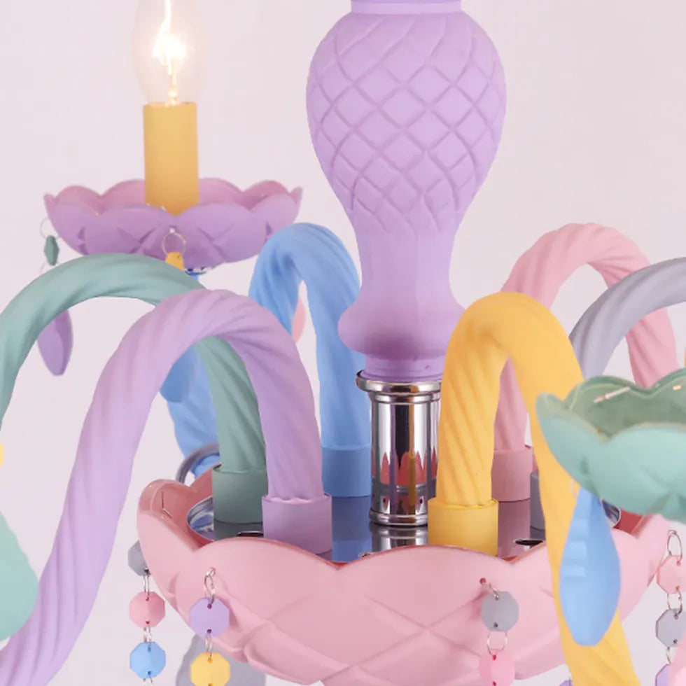 Colorful Cartoon Style Candle Holder Bedroom Chandelier