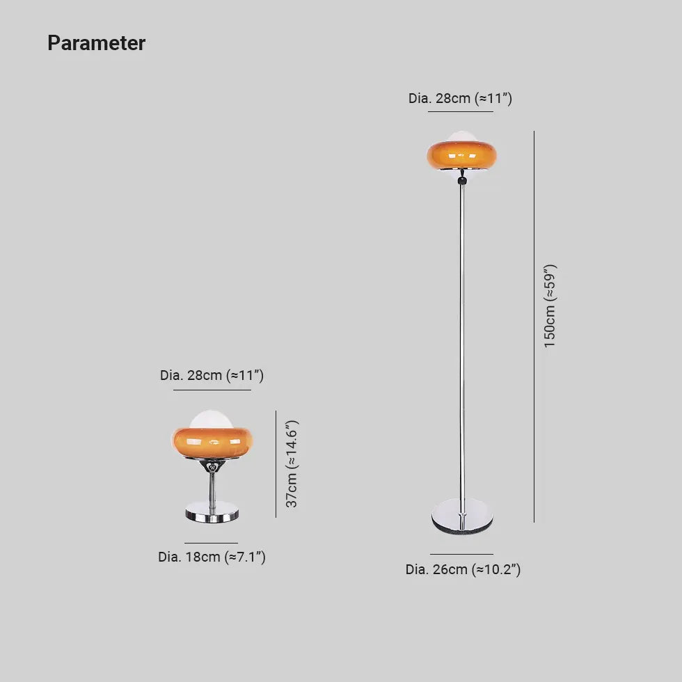 Vertical Slender Circular Lampshade Glass Floor Lamp