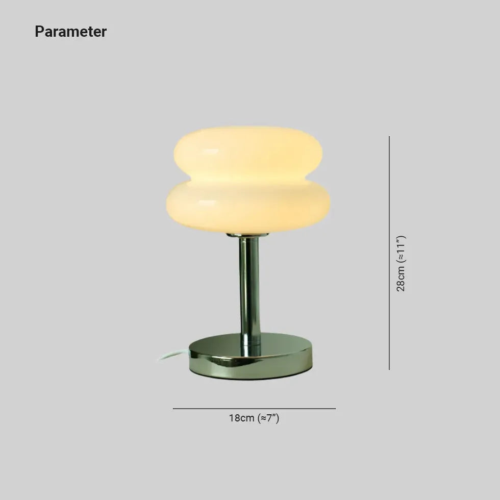 Zweischichtige runde Tischlampe mit Metallbasis