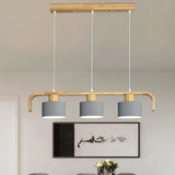 Segmented Layout Dining Room Wooden Pendant Light