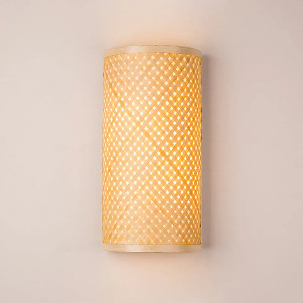 Vertical Slender Rattan Decorative Wall Lamp