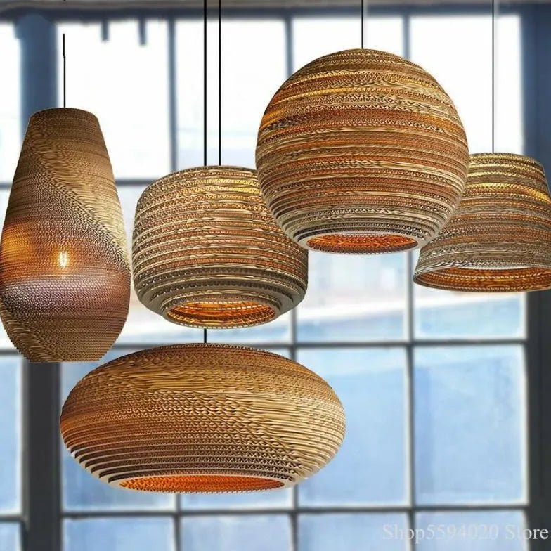 Layered Braided Design Rattan Vintage Pendant Light