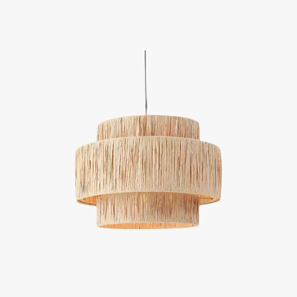 Double Layer Slim Bedroom Rattan Pendant Light