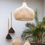 Woven Rattan Semi-Spherical Living Pendant Light