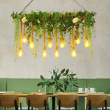 Hanging Plant & Exposed Bulb Decorative Pendant Light