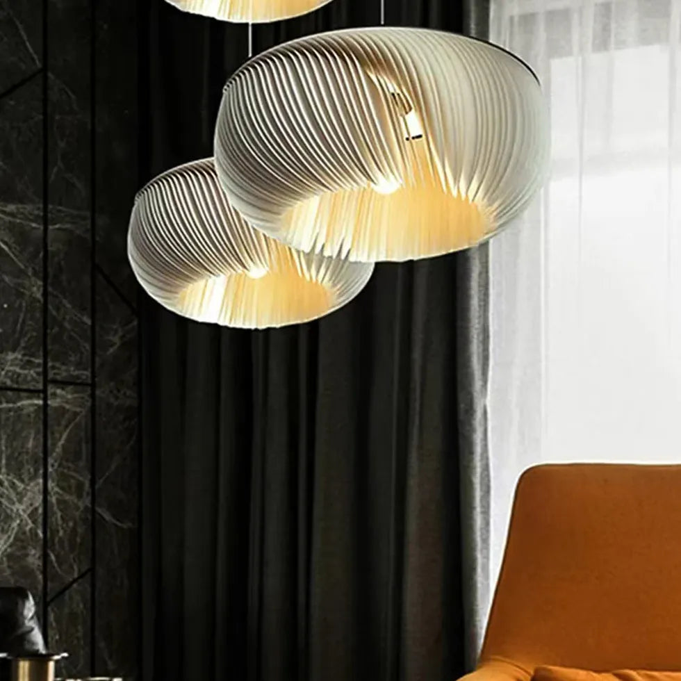 White Spiral Pattern Artistic Pendant Light