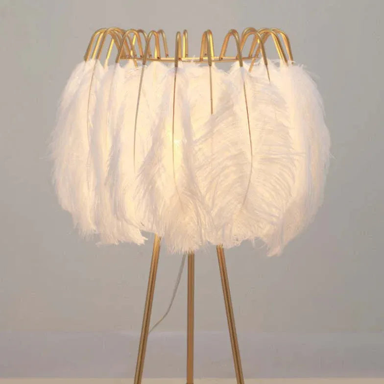 Golden Feather Transparent Tripod Floor Lamp