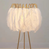 Golden Feather Transparent Tripod Floor Lamp