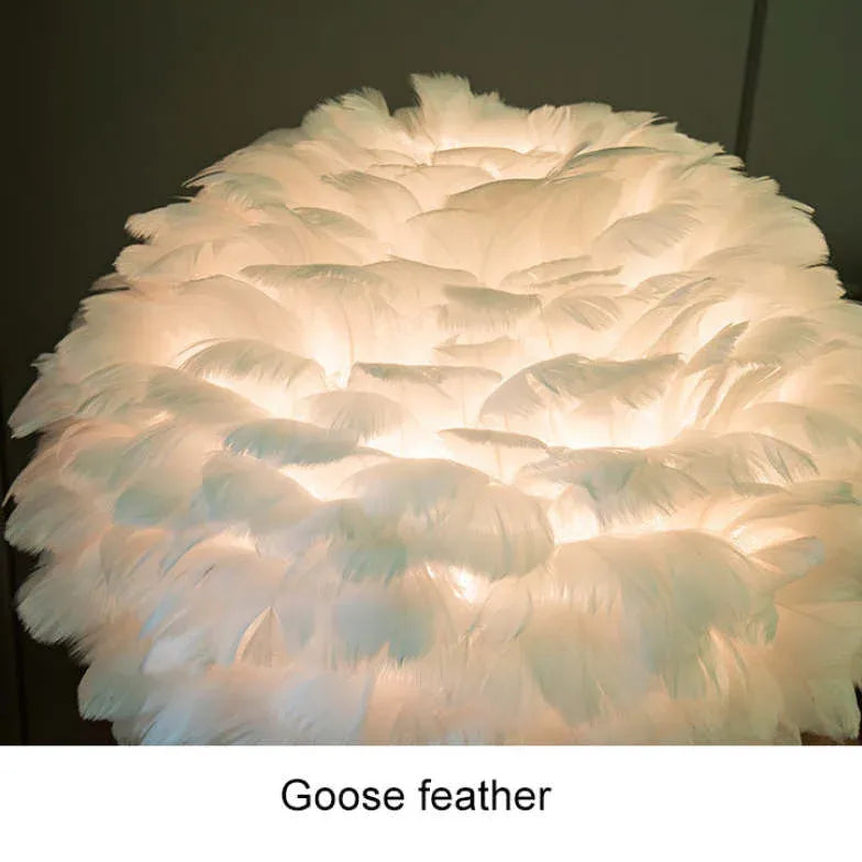 Feather Decorated Art Tripod Table Lamp