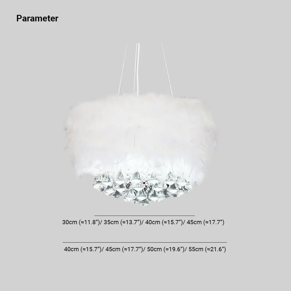 White Feather crystal Bedroom chandelier