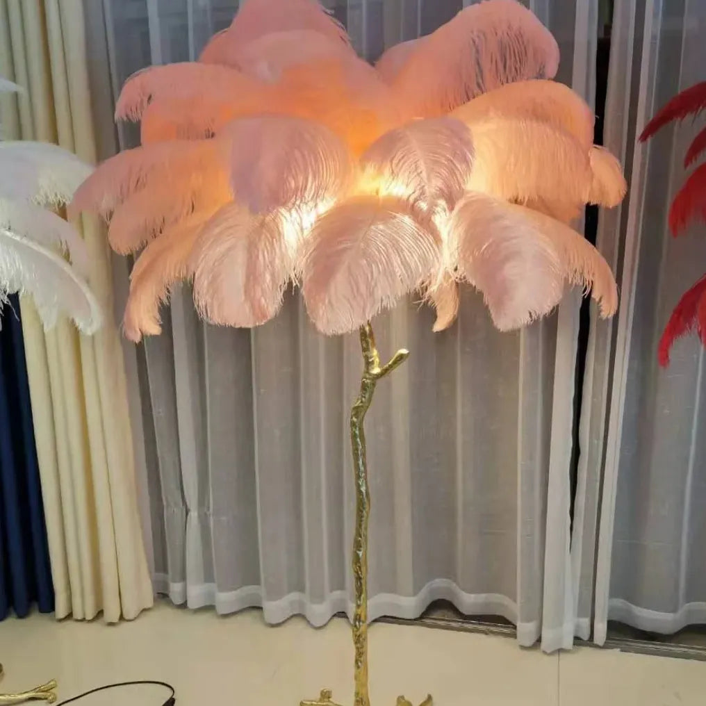 Weiße Federbaum -Designtischlampe