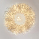 Plush Feathers Bedroom White Pendant Light