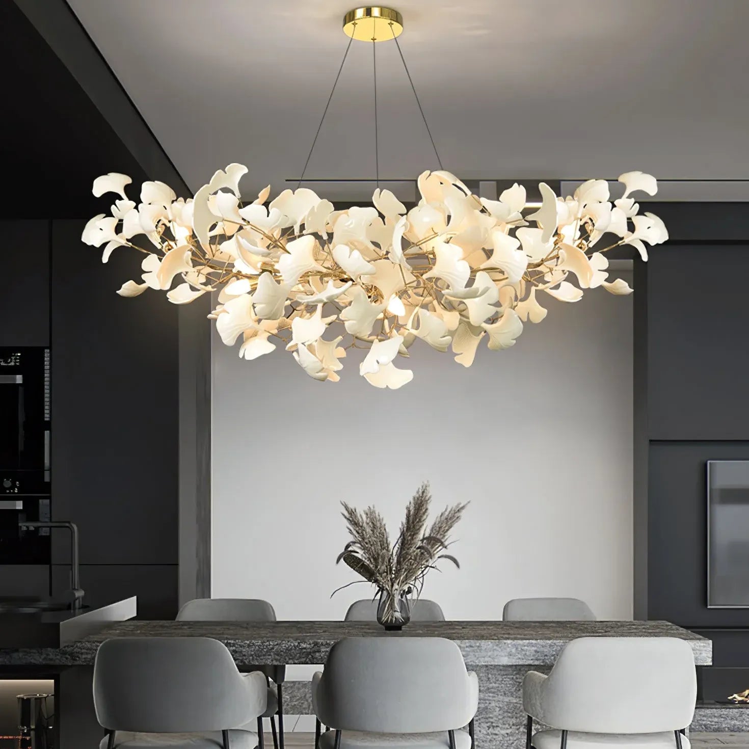 Ginkgo Leaf Shape Modern White LED Pendant Light