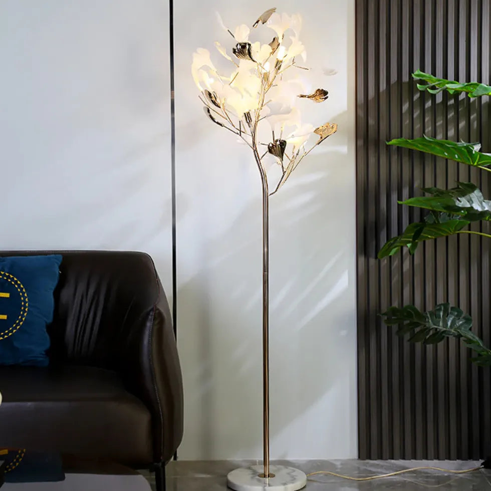 Ginkgo Tree Design Metal Floor Lamp