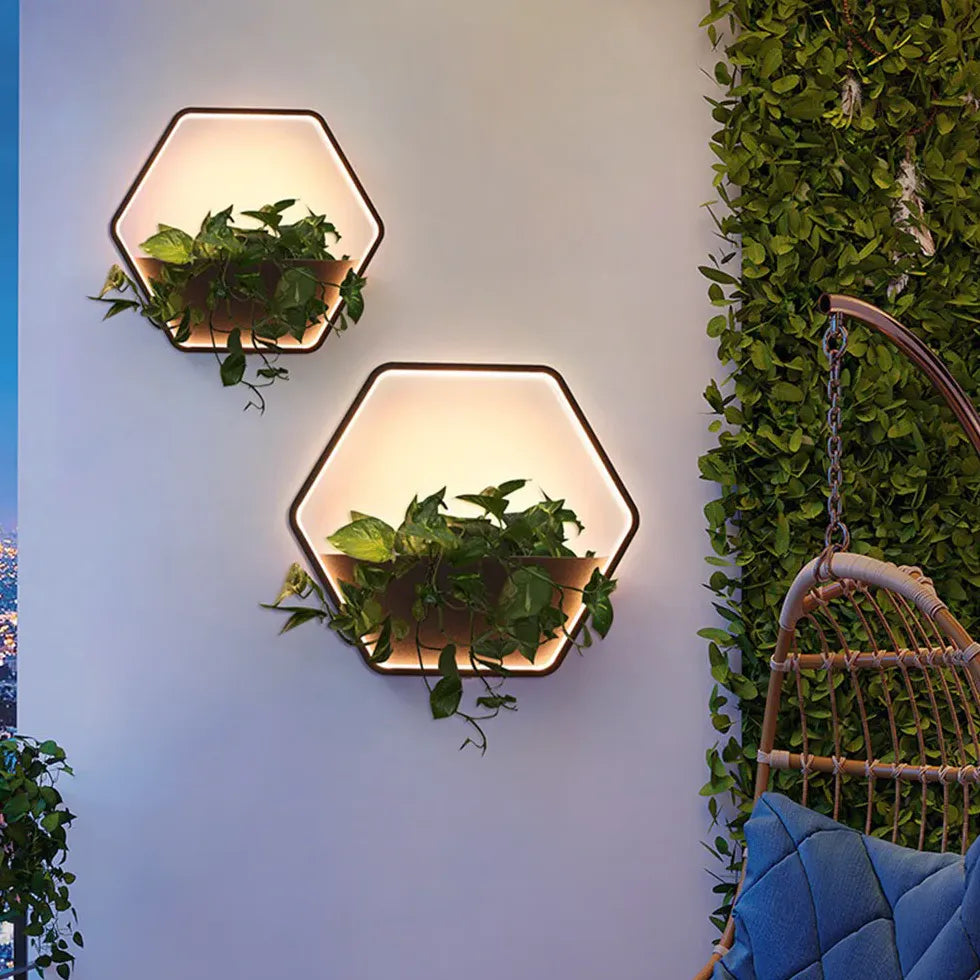 Hexagonal Plant Led Outdoor Wall Lights