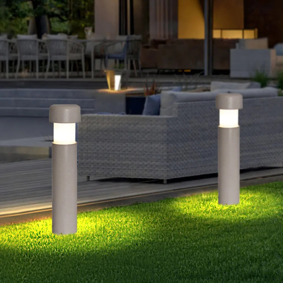 Grey Cylinder Garden Bollard Lights