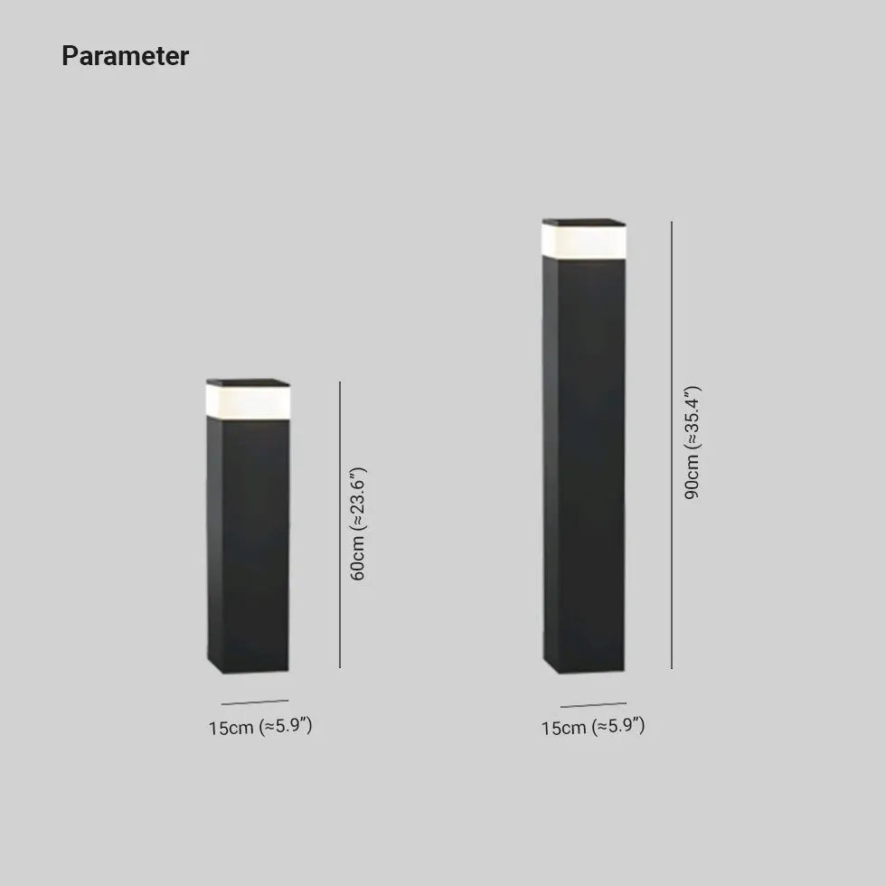 Rectangular Black Modern Bollard Lights