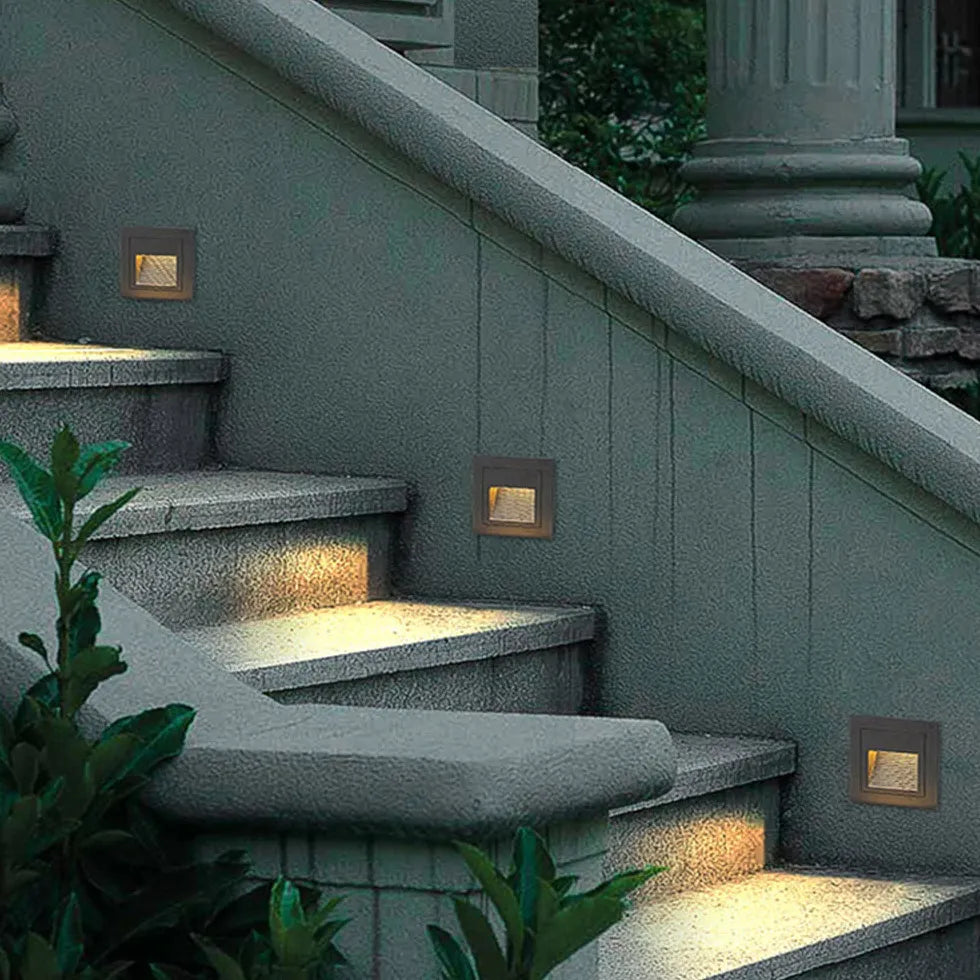 Geometric Recessed LED Step Outdoor Lights