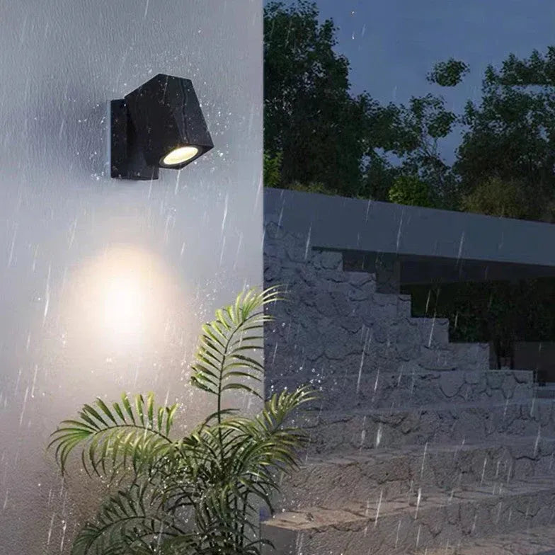 Rotating Cube-Shaped Outdoor Wall Lamp