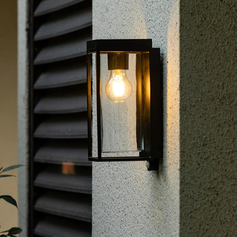 Outdoor Lantern Wall Light Black Solar