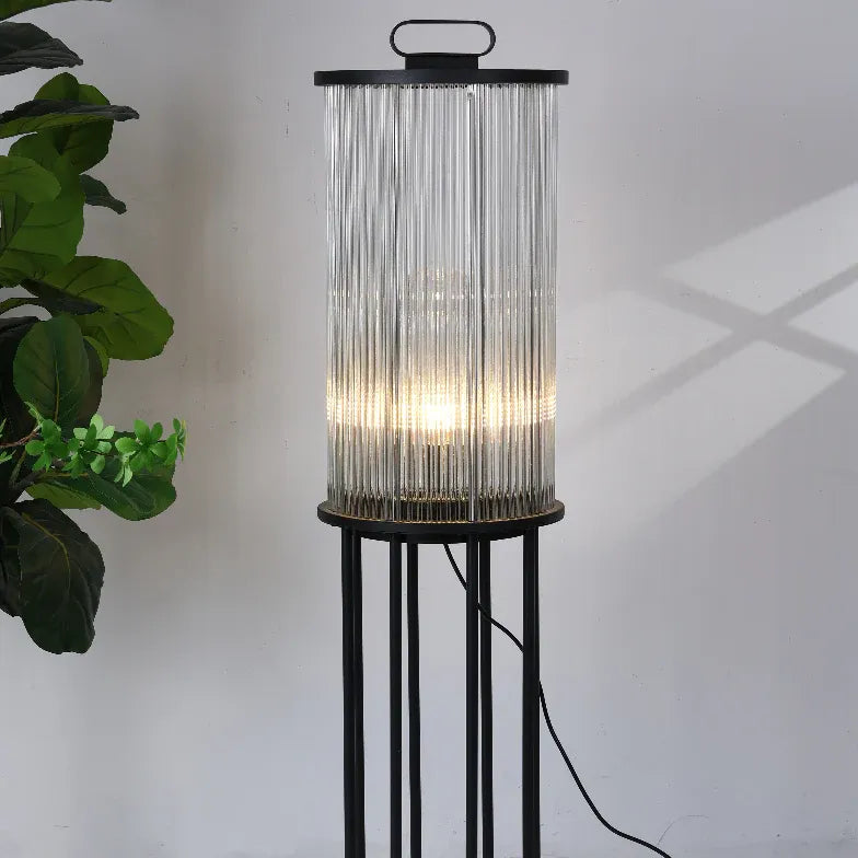 Transparent Vertical Striped Outdoor Floor Lamp