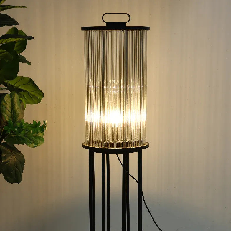 Transparent Vertical Striped Outdoor Floor Lamp