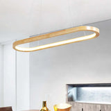 Oval Wooden Minimalist Dining Room Pendant Light