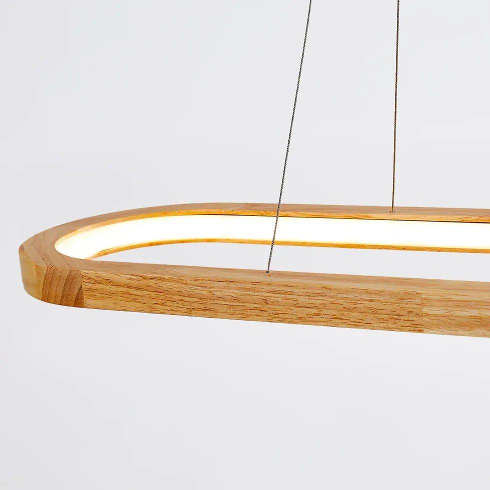 Oval Wooden Minimalist Dining Room Pendant Light