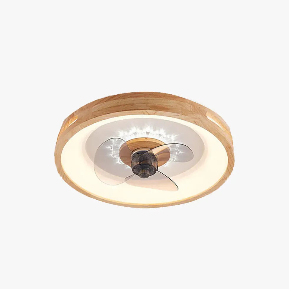 Round Border Wooden Ceiling Fan with Light