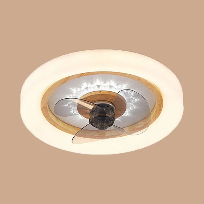 Round Border Wooden Ceiling Fan with Light