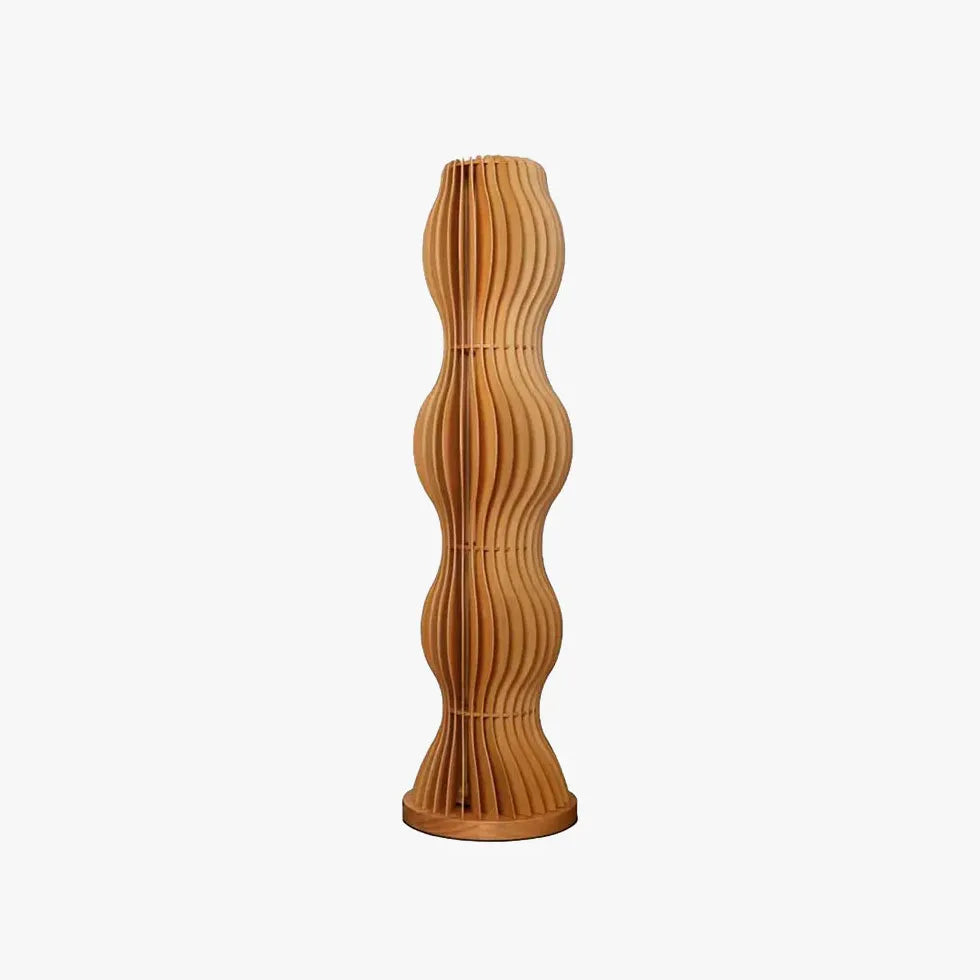 Wooden Wave-Shaped Sculptural Floor Lamp