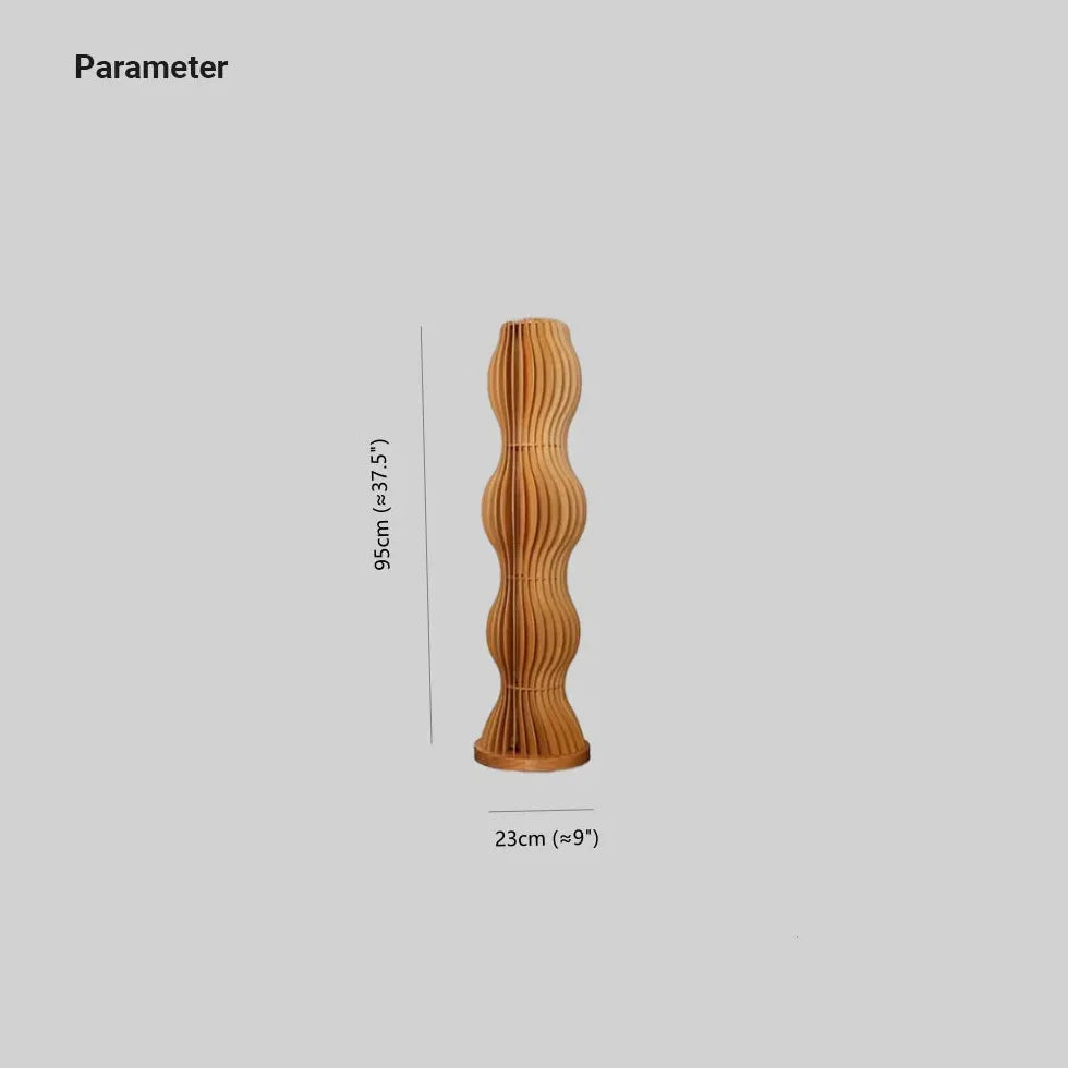 Wooden Wave-Shaped Sculptural Floor Lamp